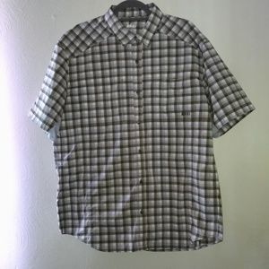 REI Green Plaid Short Sleeve Button Front OUTDOOR
